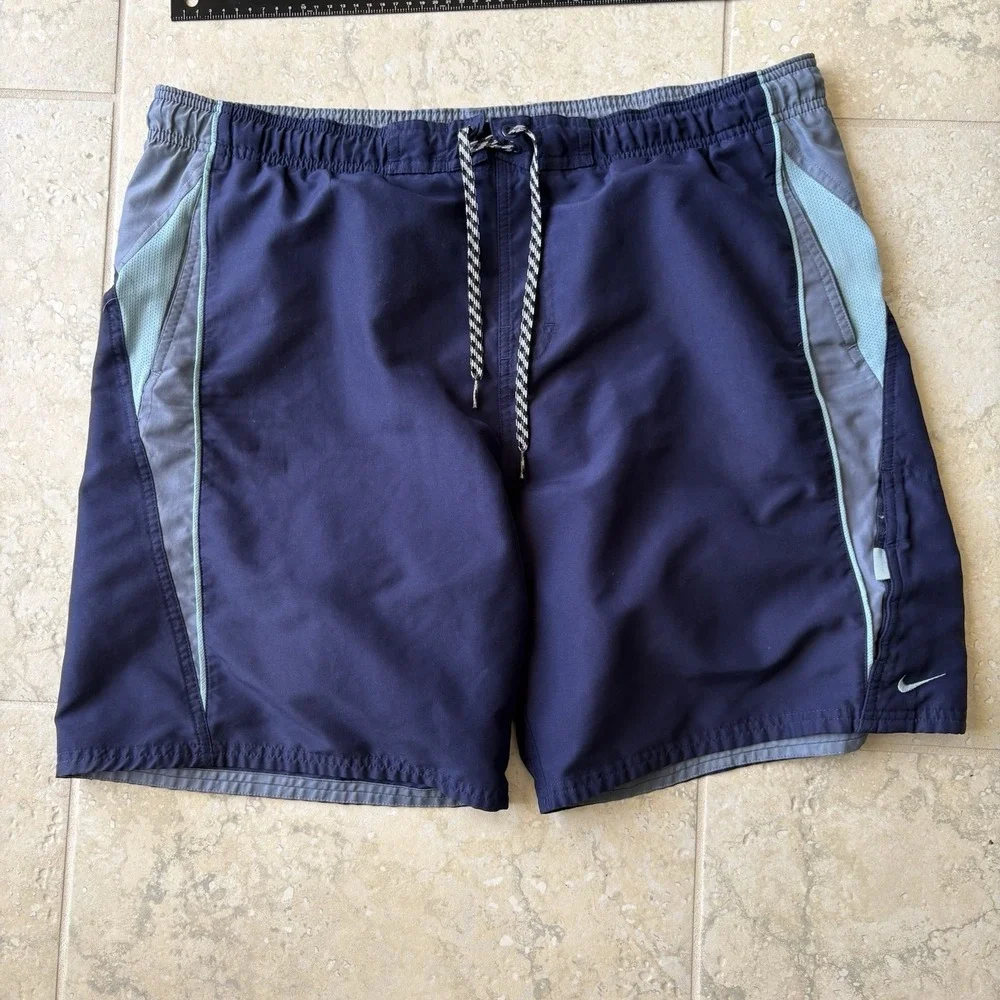 Nike Vintage 2000s Swim Shorts Mens Large Blue Boardshorts Trunks Y2K Beach